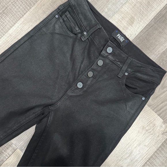 Paige denim Hoxton ultra skinny with exposed buttonfly in black fog luxe coated - Picture 8 of 14